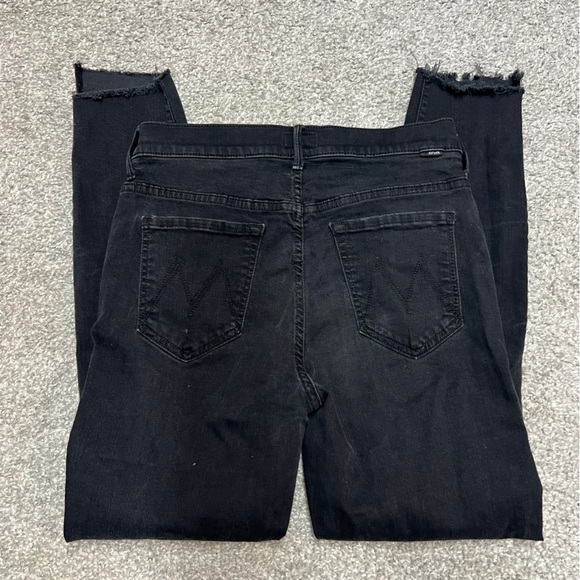 Mother Jeans Women 29 Black Not Guilty The Stunner Zip Ankle Step Fray Stretch - Picture 14 of 14